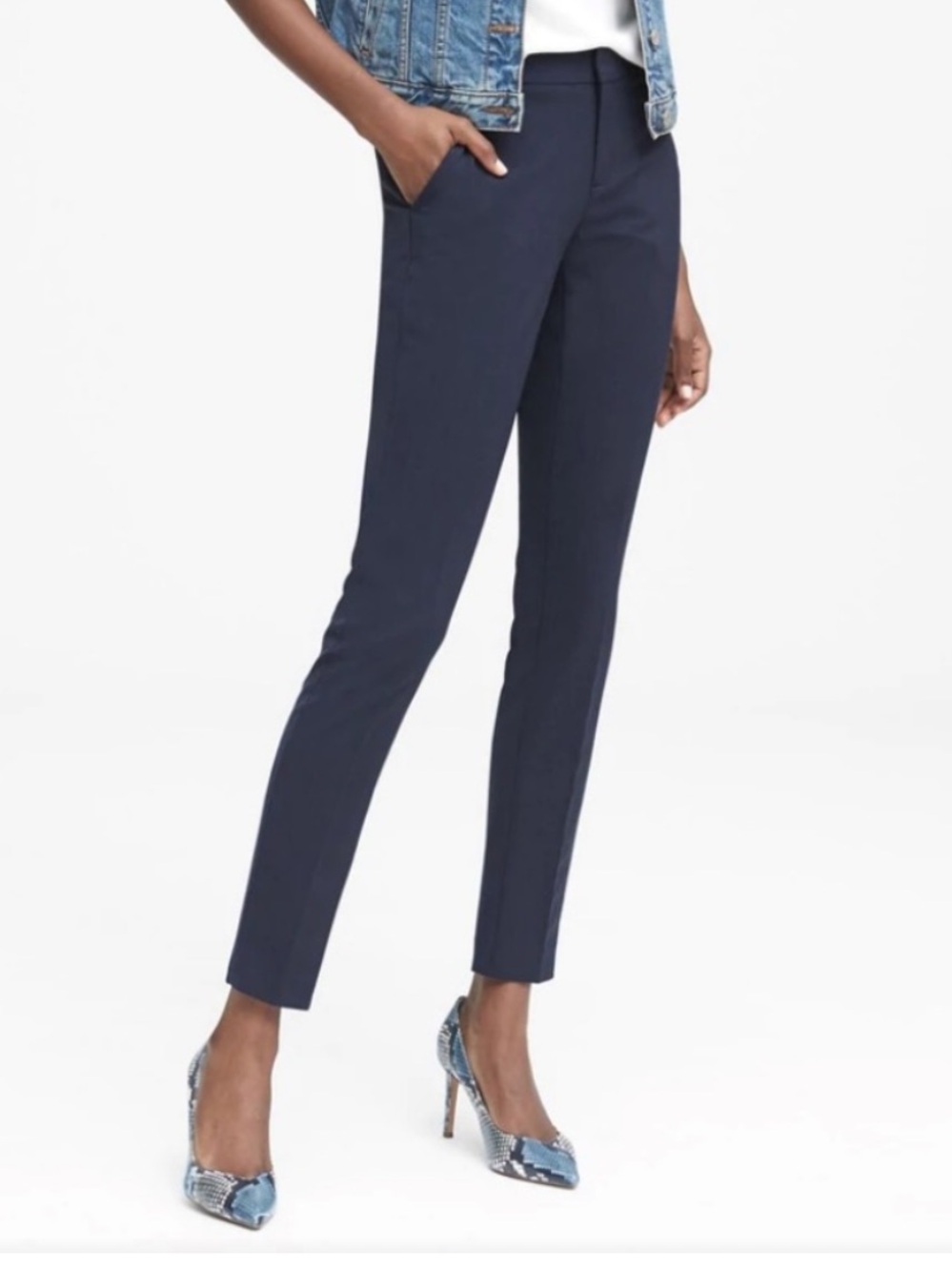 Banana Republic Ryan Slim-Fit Ankle Straight Pants in Navy Blue Size 8 Business!